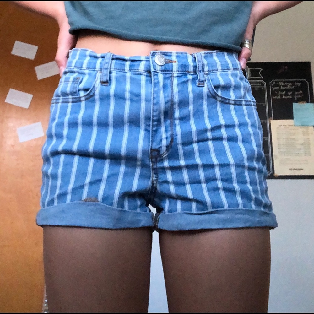 Pacsun striped denim jean shorts